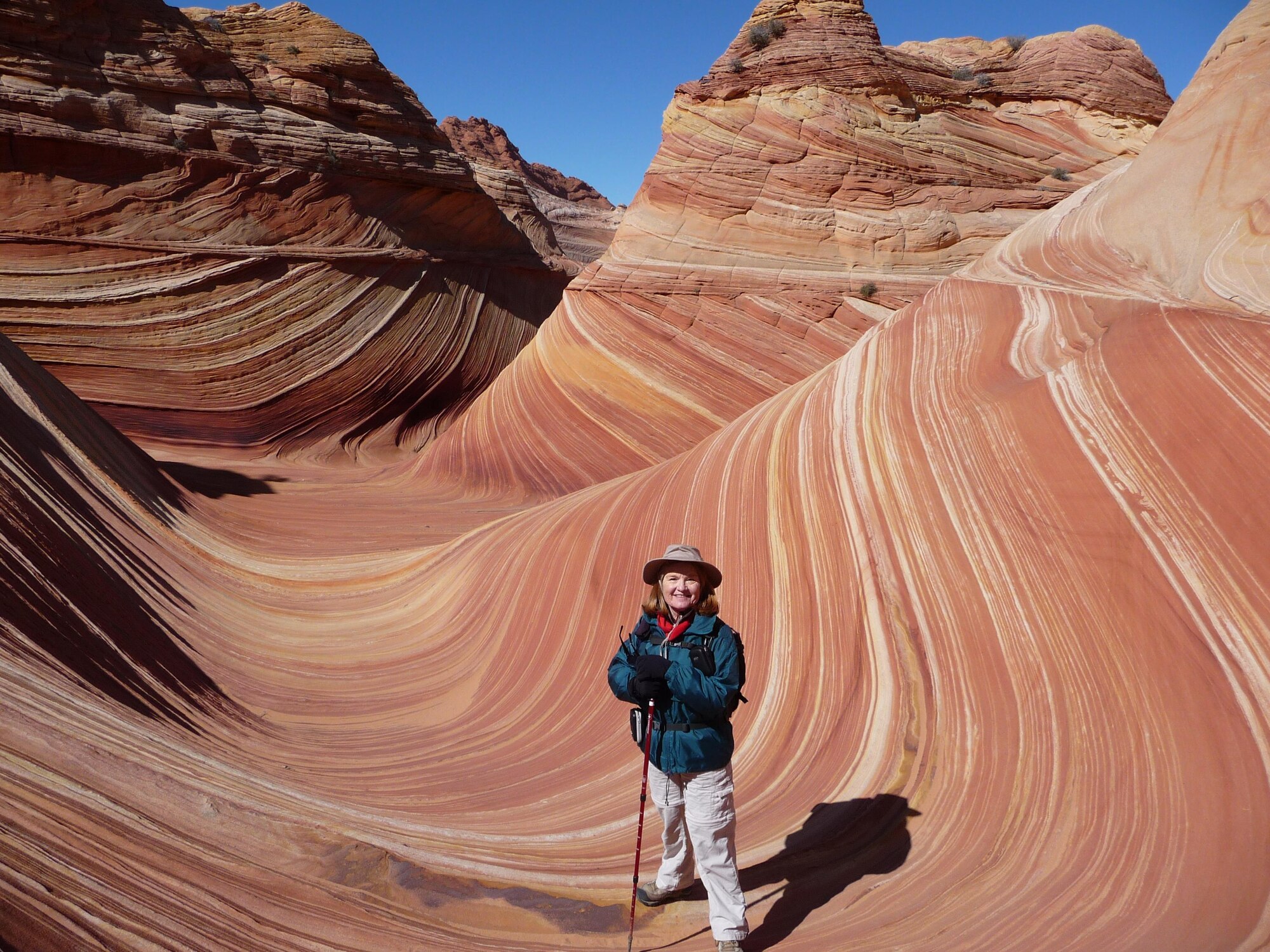 Col. Margie Humphrey, former Air Reserve Personnel Center commander, in a recent photo taken during a trip to the Coyote Buttes area of the Paria Canyon-Vermilion Cliffs Wilderness in Northern Arizona. Humphrey was Headquarters ARPC’s first female commander located at the former Lowry Air Force Base, Colorado. She served as the 24th ARPC commander from Nov. 5, 1997 – June 15, 2000. (U.S. Air Force courtesy photo)