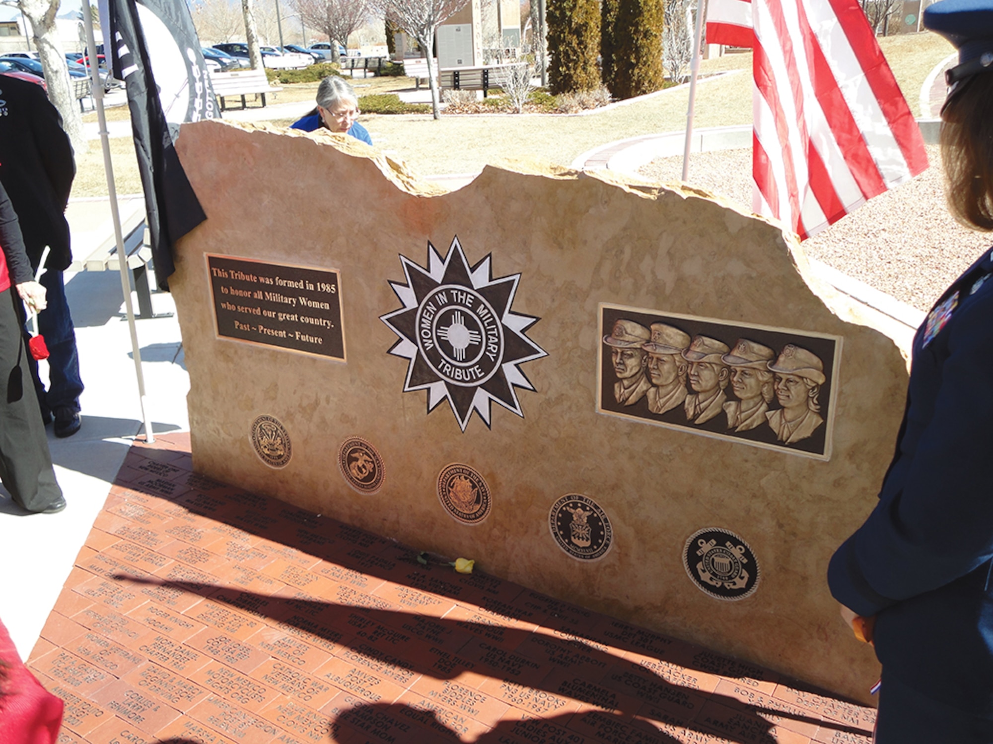 A new memorial honoring New Mexico’s female veterans is unveiled at the New Mexico Veterans’ Memorial on Friday.(Photo by Ryan Stark)