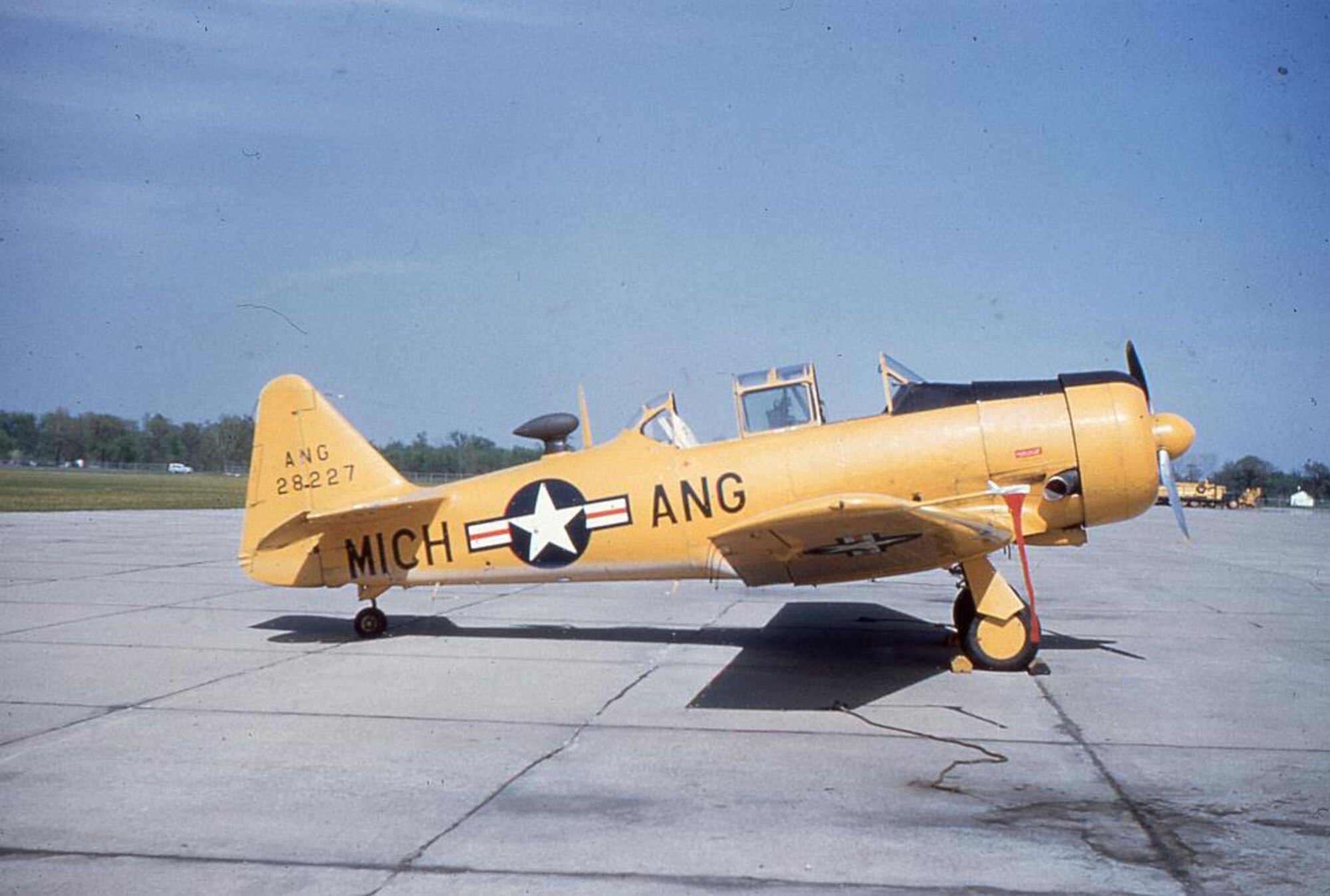 This T-6 Texan will soon be added to the air park display at the Selfridge Military Museum at Selfridge Air National Guard Base. The single-engine trainer was flown by the Michigan Air National Guard from 1946 until 1955. It is painted in colors appropriate to that era. All of the more than 30 aircraft on display at the museum were either operated by the Michigan ANG or by another military unit at a base in the state of Michigan. (Courtesy photo) 
