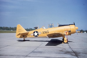 This T-6 Texan will soon be added to the air park display at the Selfridge Military Museum at Selfridge Air National Guard Base. The single-engine trainer was flown by the Michigan Air National Guard from 1946 until 1955. It is painted in colors appropriate to that era. All of the more than 30 aircraft on display at the museum were either operated by the Michigan ANG or by another military unit at a base in the state of Michigan. (Courtesy photo) 