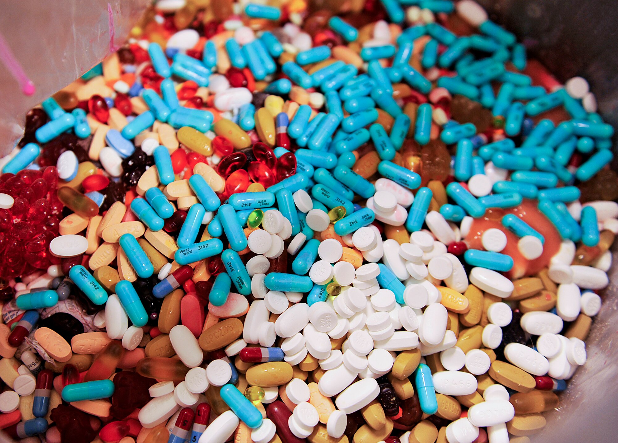 Unused and expired prescription drugs are collected for disposal at the 18th Medical Group during the Drug Take-Back Day event on Kadena Air Base, Japan, March 12, 2015. The Drug Take-Back Day is an event that offers an opportunity for patients to safely dispose their controlled non-controlled, and over the counter medications. The event is held at least twice each year so patients can easily drop off their medication for proper disposal.  (U.S. Air Force photo by Naoto Anazawa)