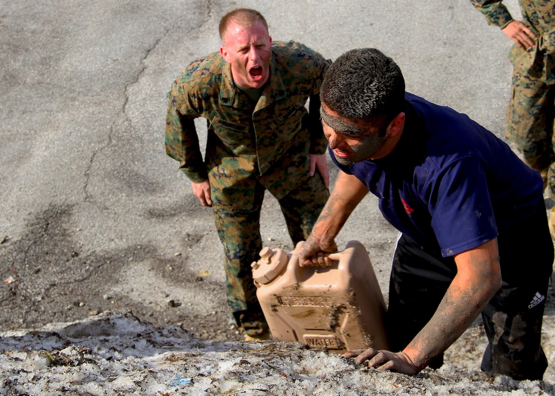 Recruiting Substation Aurora puts their Marine-applicant’s endurance to the test with a pack run through rugged terrain during an all-hands event, March 14. The applicants are a part of the Marine Corps’ Delayed Entry Program and are currently scheduled and preparing to ship to recruit training.