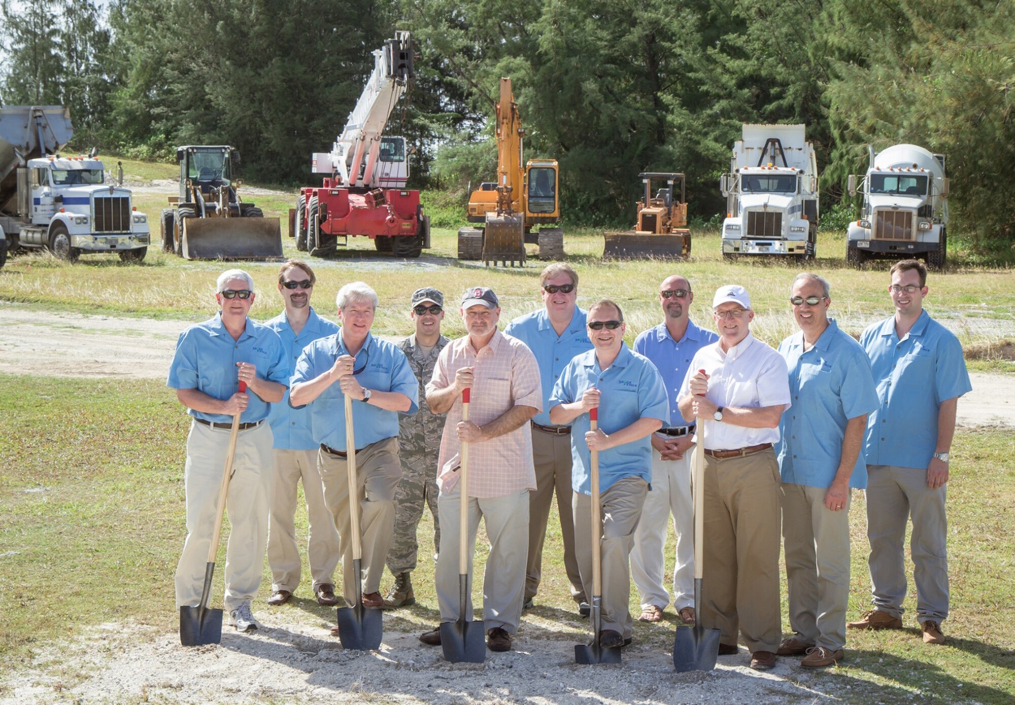 Officials from the U.S. Air Force Space and Missile Systems Center and Lockheed Martin’s Mission Systems and Training turn over dirt with their shovels at the formal groundbreaking for the Space Fence radar on Kwajalein Atoll, Feb 10. The ceremony kicks off a 36-month long construction effort.