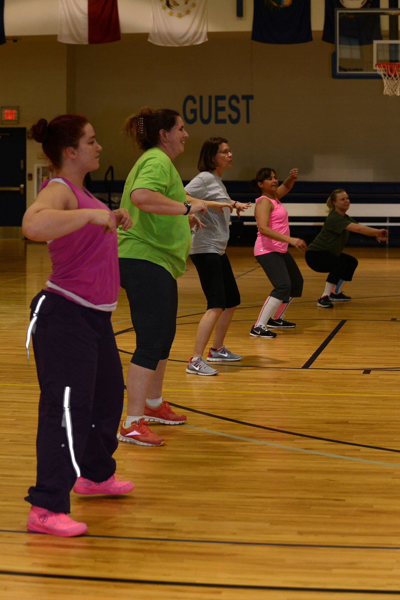 Team Moody members participate in the Zombie Zumba event March 13, 2015, at Moody Air Force Base, Ga. Approximately 20 people participated in the event. (U.S. Air Force photo by Airman 1st Class Kathleen D. Bryant/Released)