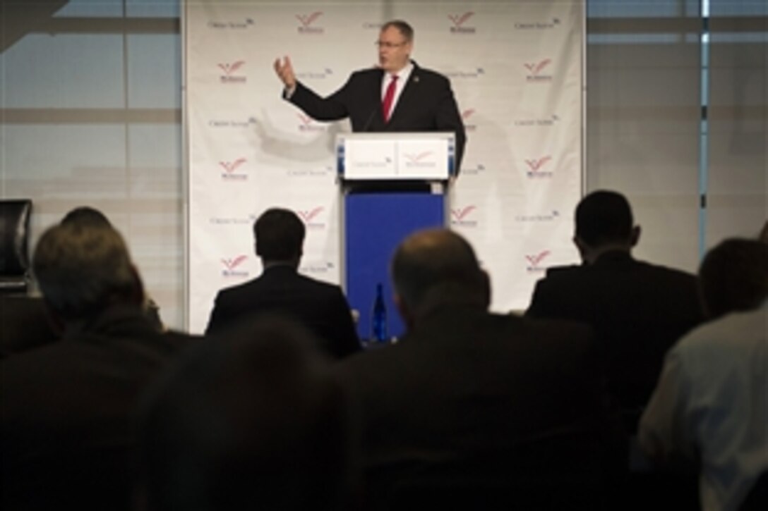 Deputy Defense Secretary Bob Work speaks at the McAleese/Credit Suisse defense programs conference at the Newseum in Washington, D.C., March 17, 2015.