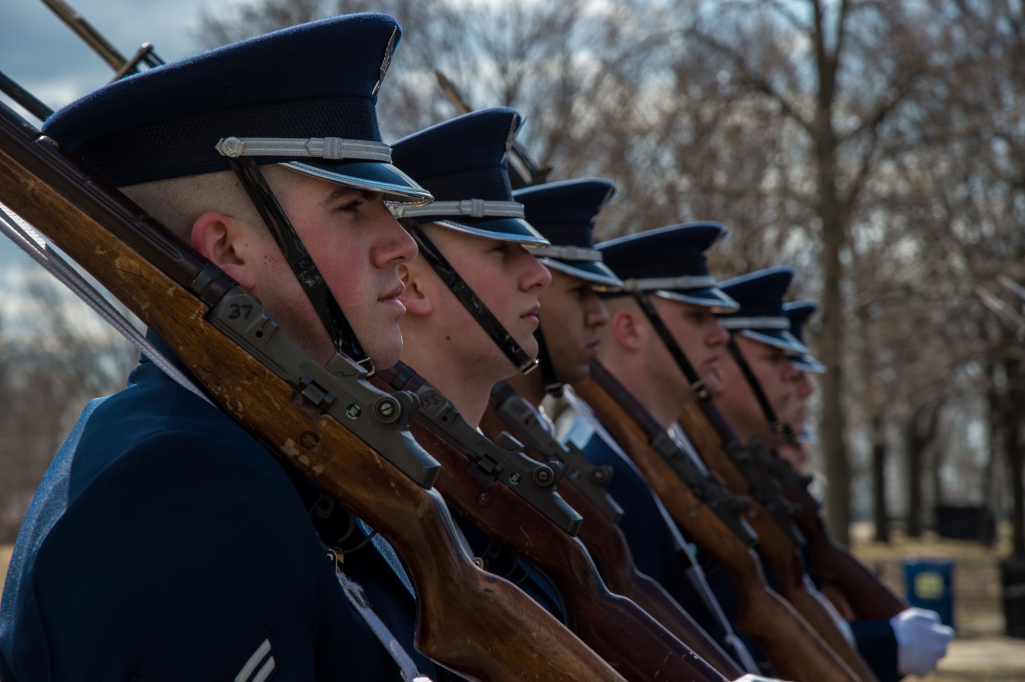 U.S. Air Force Honor Guard members march down Constitution Ave., Washington, D.C., as part of the 44th Annual St. Patrick’s Parade, March 15, 2015. (U.S. Air Force photo/Airman 1st Class Philip Bryant)
