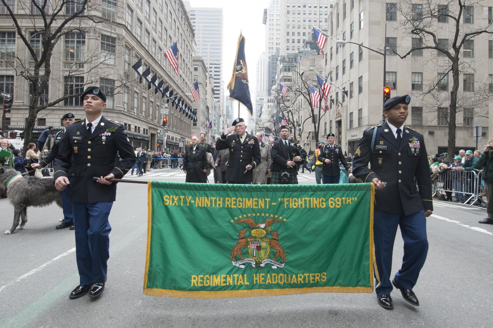 New York Army Guard "Fighting 69th" unit marches in the St. Patricks Day parade in New York City on March 17, 2015. 