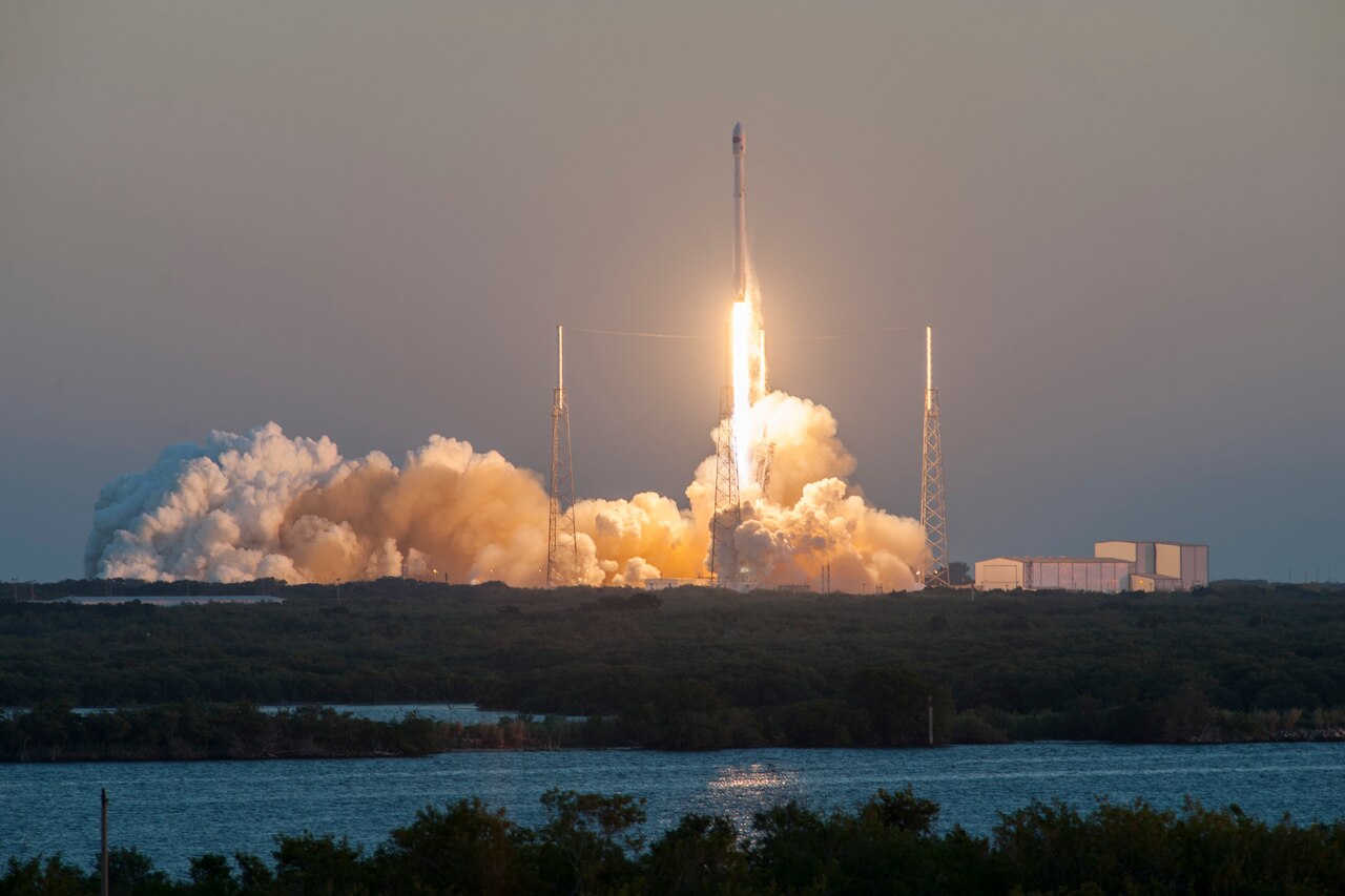 A SpaceX Falcon 9 rocket launches the Deep Space Climate Observatory for DSCOVR, a partnership among the National Oceanic and Atmospheric Administration, NASA and the Air Force. DSCOVR is intended to replace NASA’s Advanced Composition Explorer, the only satellite providing real-time solar wind observations. Photo courtesy of SpaceX, used by permission