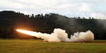 A High Mobility Artillery Rocket System (HIMARS) from the Wisconsin Army National Guard's Battery C, 1st Battalion, 121st Field Artillery, launches a training round downrange at Fort McCoy, Wis., June 26, 2010. The 121st is one of just a handful of Army National Guard units to field and fire the HIMARS and completed its training and certification with a battalion live fire during annual training this year.