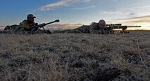 Snipers from the 341st Security Forces Support Squadron tactical response force provide cover during a missile launch facility recapture simulation as part of the Grizzly Rampart training exercise March 18 near Malmstrom Air Force Base. The exercise was implemented to evaluate the readiness of the 341st Missile Wing and ensure first-responder Airmen know and follow the standards set in place for real-world events. (U.S. Air Force photo/Airman 1st Class Collin Schmidt)