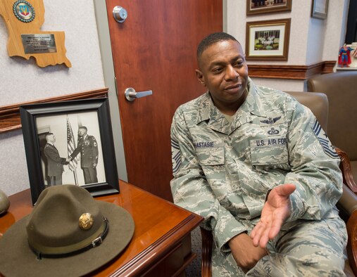 Chief Master Sgt. Lorenzo Anastasie, command chief of the 116th Air Control Wing, sat down as he approached retirement to discuss his tenure and the lessons learned. (U.S. Air Force photo by Master Sgt. Roger Parsons)