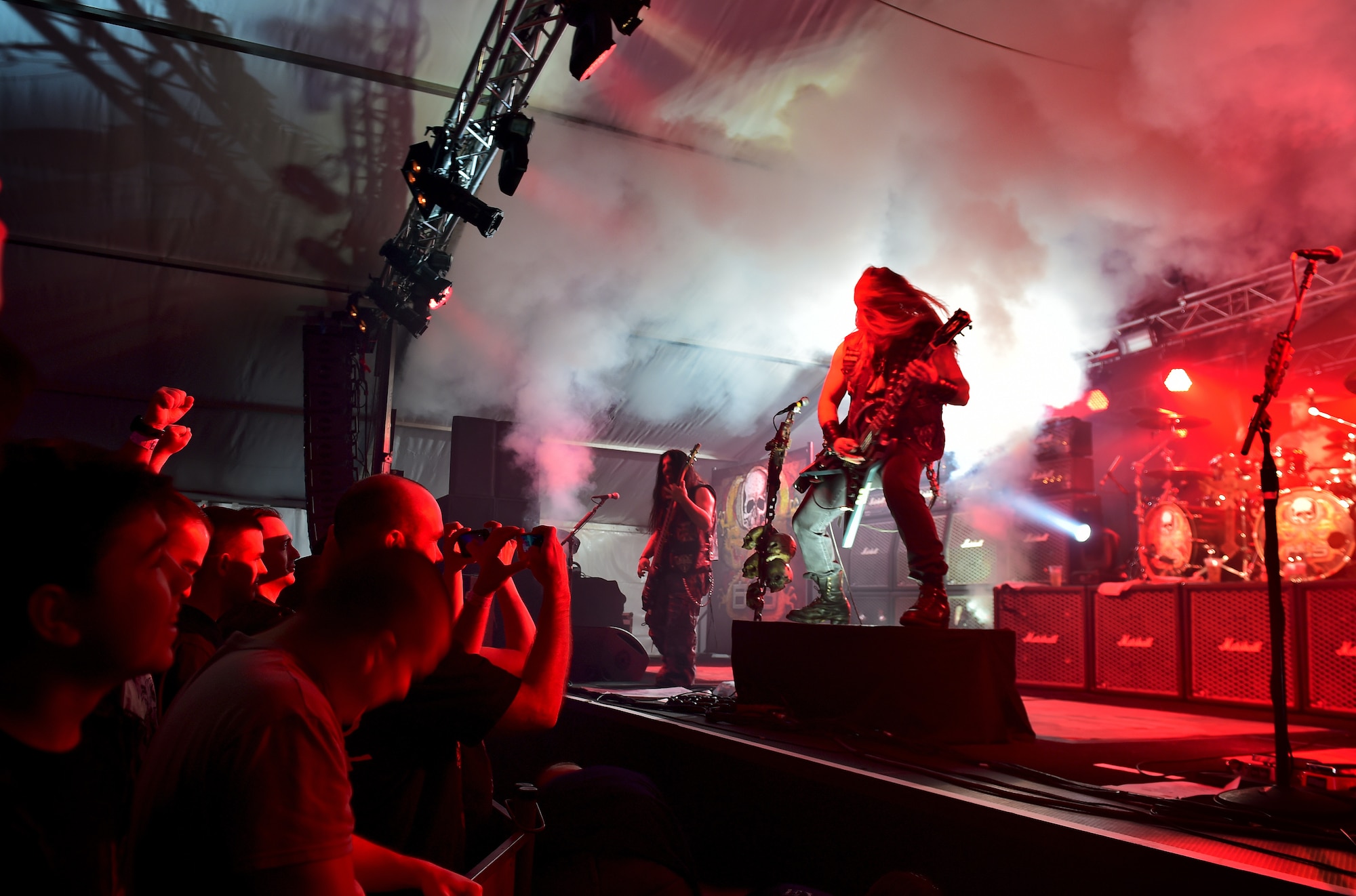 The Black Label Society plays a free concert for service members and their families at Ramstein Air Base, Germany, March 17, 2015. After touring through Europe, the band put on a free concert and did a meet-and-greet at the Kaiserslautern Military Community Center for Team Ramstein. (U.S. Air Force photos/Staff Sgt. Sara Keller)