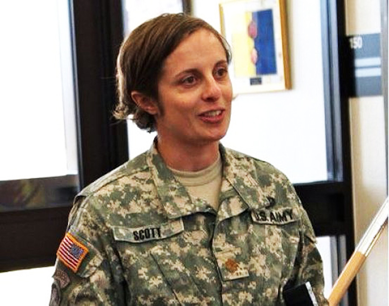 Army Maj. Angela Scott from the 20th Chemical, Biological, Radiological, Nuclear and Explosives Command based at Aberdeen Proving Ground, Md., was one of 26 women to take part in the second gender-integrated Ranger Training Assessment Course. U.S. Army photo
