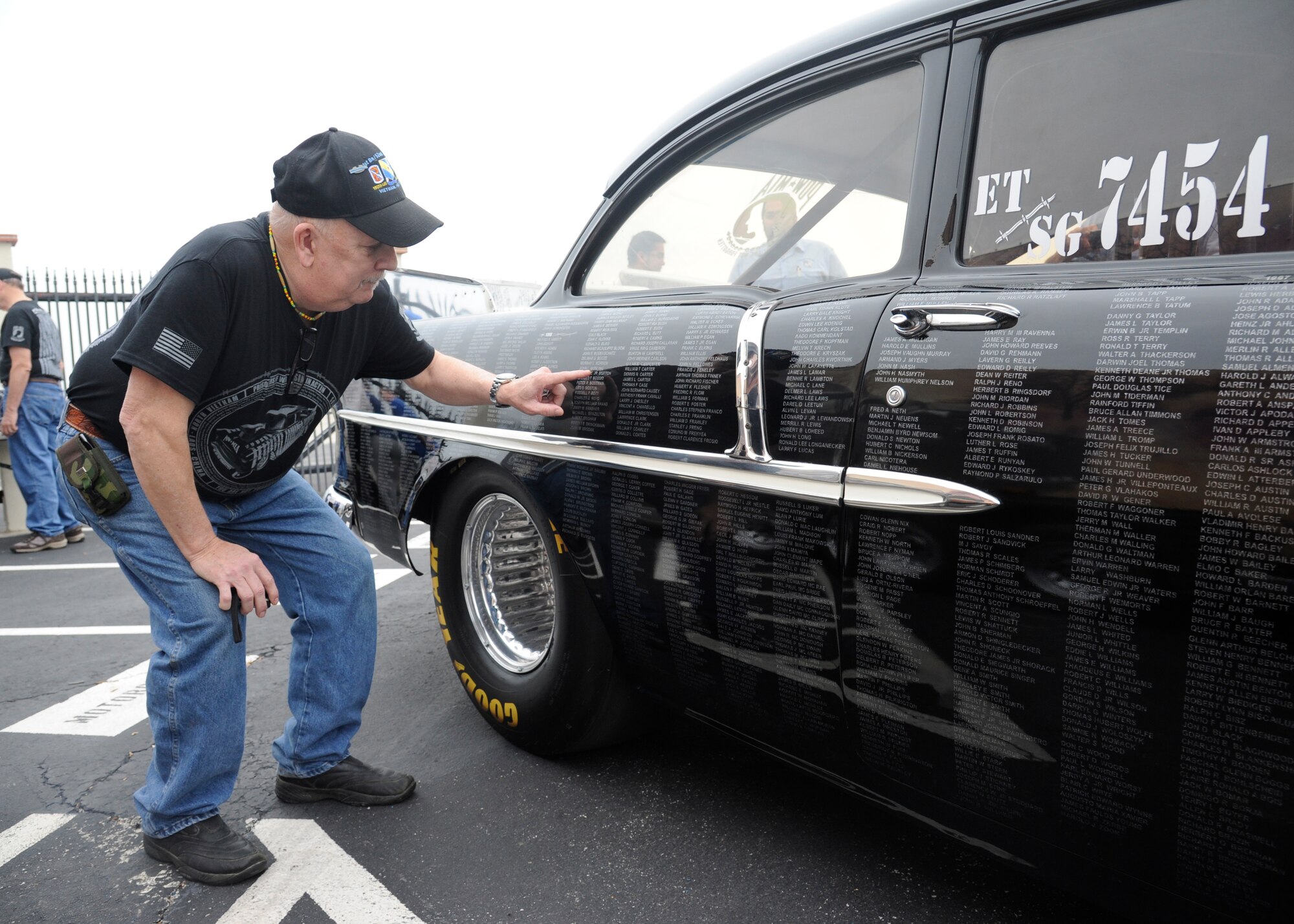Phillip Jones, Vietnam combat infantry soldier, takes a closer look at the names on the POW MIA vehicle during the 42nd Freedom Flyer Reunion at Joint Base San Antonio-Randolph March 20. The events honor all POWs held captive during the Vietnam War. The tradition began when members of the 560th Flying Training Squadron were given the task to retrain more than 150 POWs returning to flying status. To honor their return, their initial training included a “freedom flight.” The last group of POWs was released from captivity in North Vietnam March 1973. (U.S. Air Force Photo by Harold China)