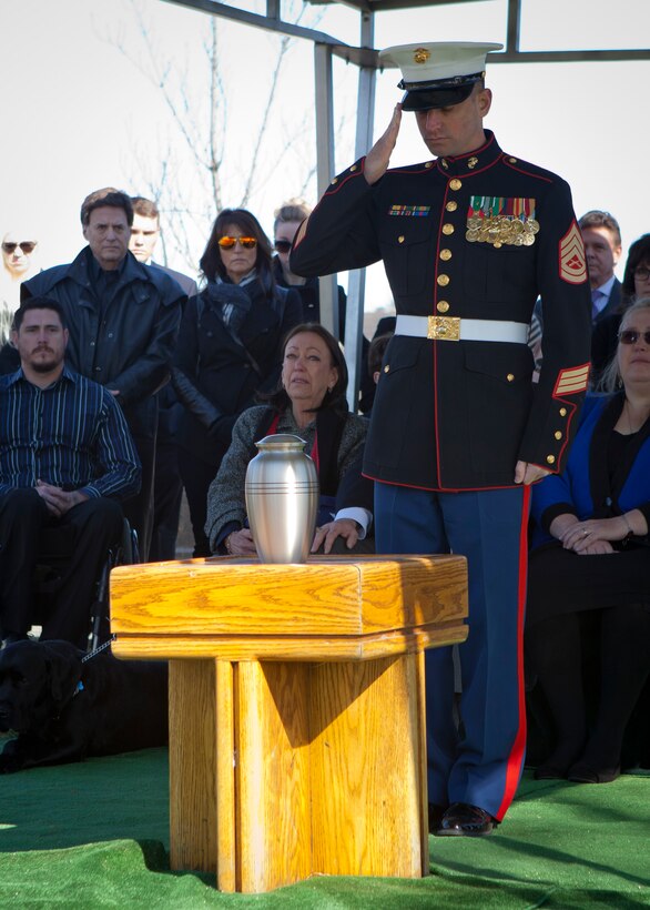 Funeral services in honor of retired U.S. Marine Corps Cpl. Casey Owens at the Arlington National Cemetery, Arlington, Va., March 23, 2015. (U.S. Marine Corps photo by Cpl. Tia Dufour/Released)