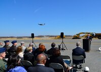 Sen. Chris Coons, D-Del., speaks at a Runway Repair Groundbreaking ceremony March 23, 2015, at Dover Air Force Base, Del. Dover AFB is currently undergoing a $98.3 million renovation project of runway 01-19. (U.S. Air Force photo/Airman 1st Class William Johnson)