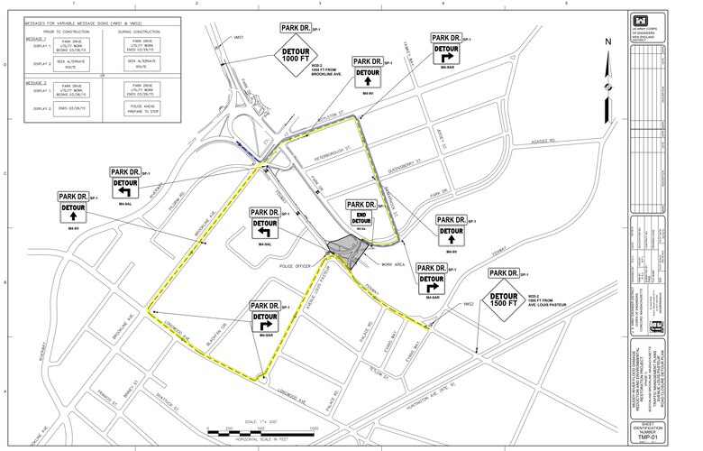 Avenue Louis Pasteur roadway will be closed to vehicular and pedestrian traffic March 28-29, in order to install piping beneath the roadway for the river diversion work as part of the Muddy River Flood Risk Management project, Boston, Massachusetts. Vehicular traffic will be detoured to Boylston Street and Kilmarnock Street for those who want to be traveling on Park Drive in the vicinity of Peterborough Street and Queensberry Street.