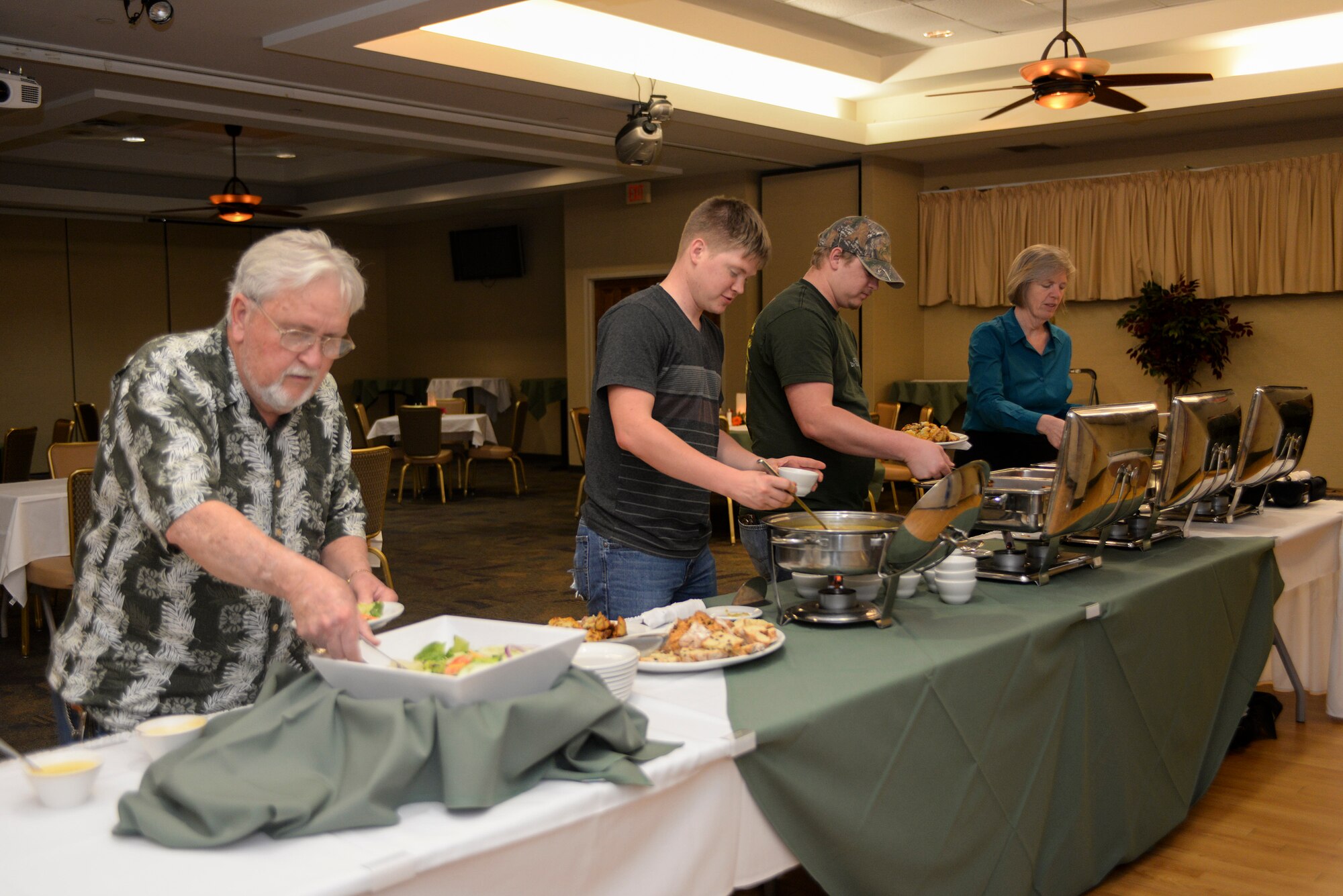 Moody Field Club customers take part of the Luck of the Irish Lunch Buffet March 18, 2015, at Moody Air Force Base, Ga. The MFC hosts events throughout the year to celebrate different cuisines and cultures. (U.S. Air Force photo by Senior Airman Sandra Marrero/Released)
