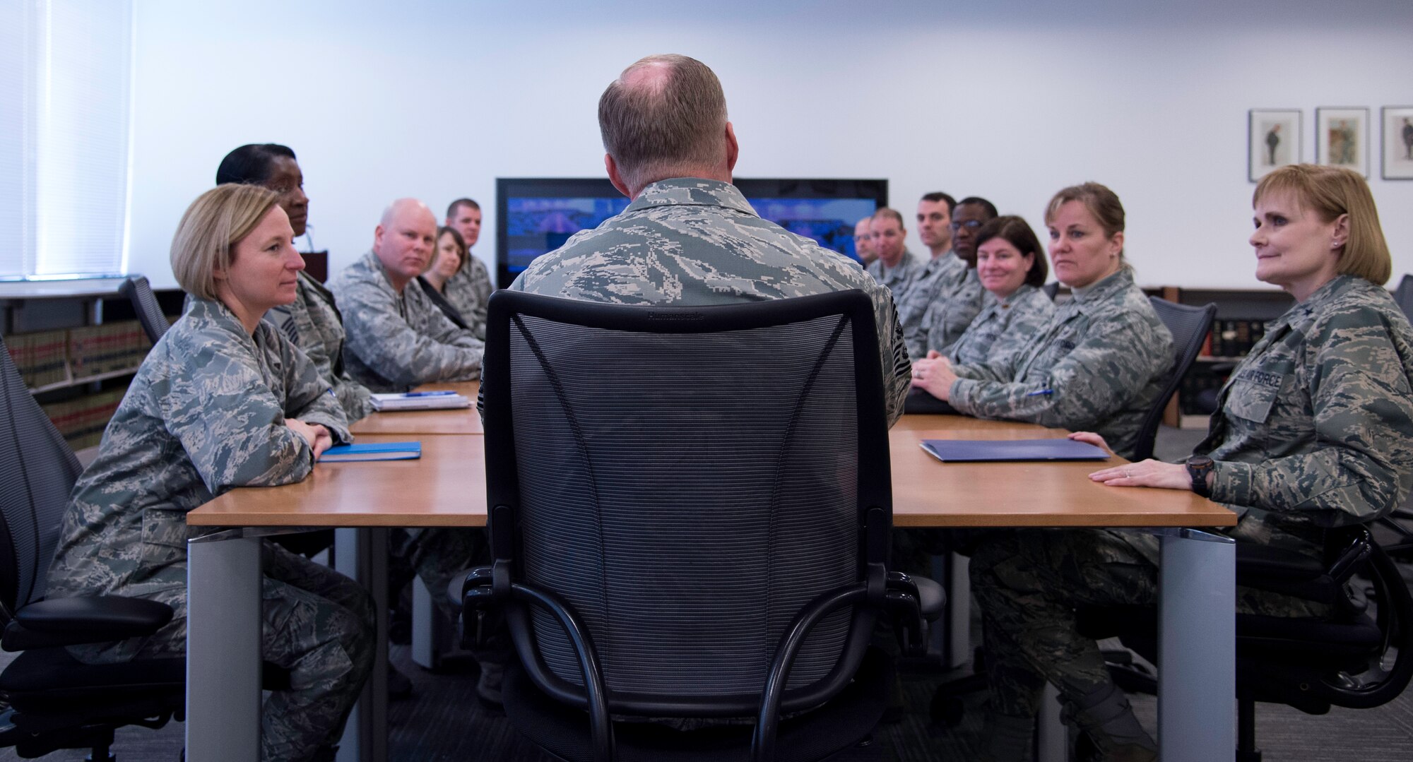 Chief Master Sgt. of the Air Force James Cody addresses Airmen during his visit at Joint Base Andrews, Md., March 23, 2015. Cody serves as the personal adviser to the Chief of Staff and the Secretary of the Air Force on all issues regarding the welfare, readiness, morale, and proper utilization and progress of the enlisted force. (U.S. Air Force photo/Airman 1st Class Philip Bryant)
