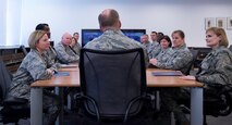 Chief Master Sgt. of the Air Force James Cody addresses Airmen during his visit at Joint Base Andrews, Md., March 23, 2015. Cody serves as the personal adviser to the Chief of Staff and the Secretary of the Air Force on all issues regarding the welfare, readiness, morale, and proper utilization and progress of the enlisted force. (U.S. Air Force photo/Airman 1st Class Philip Bryant)