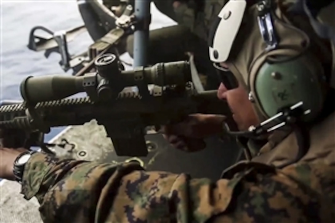 U.S. Marine Corps Sgt. Seth Utlser talks about what is takes to be an aerial sniper as he takes aim at targets from the sky.