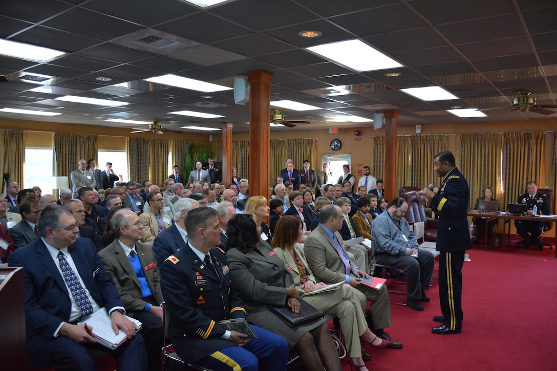 March 24 - Lt. Gen. Thomas P. Bostick, U.S. Army Chief of Engineers, addresses meeting attendees during the Mississippi River Commission's high water public meeting aboard the MV MISSISSIPPI.