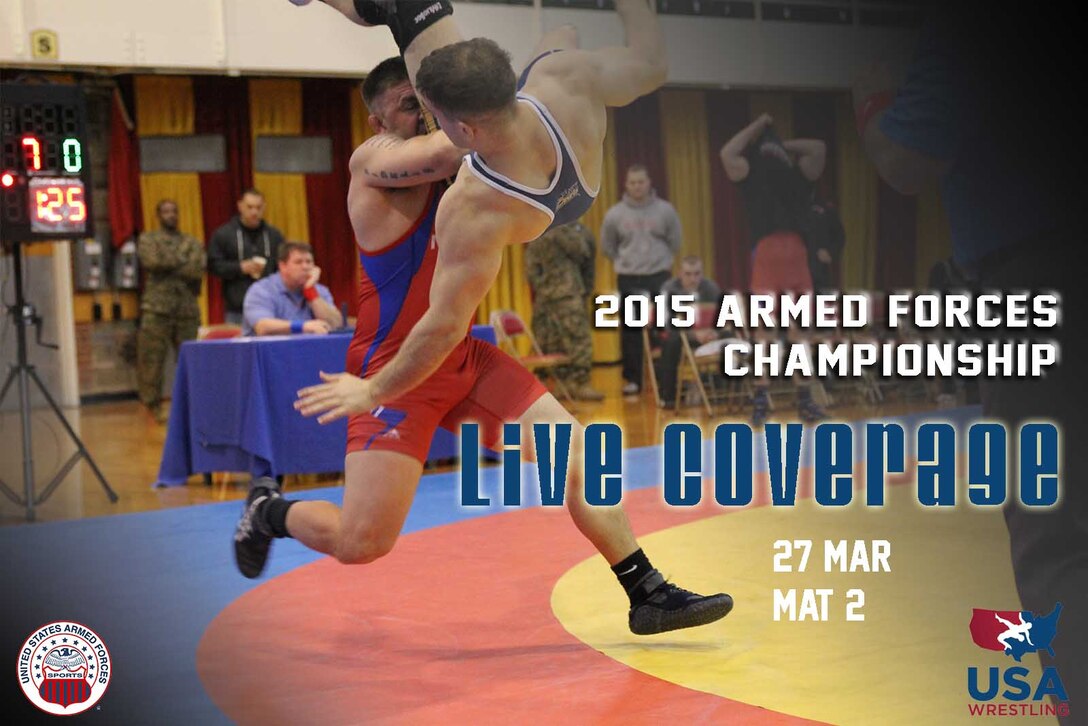 Armed Forces Championships Live - Day 1 Mat 2
Scheduled for Mar 27, 2015
Live stream of mat 2 of the 2015 Armed Forces Championships at Fort Carson in Colorado Springs, Colo. on March 27

https://www.youtube.com/watch?v=bNcjgMtSx1w
