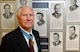 Retired Col. Leo Thorsness poses with a permanent Medal of Honor display March 24, 2015, at the Pentagon in Washington D.C. The display depicts him and other medal recipients.  Thorsness was in the Pentagon with fellow Medal of Honor recipient, Joe Jackson for a Q-and-A session with members of the Air Staff, hosted in the Hall of Heroes.  Jackson and Thorsness also met with Secretary of the Air Force Deborah Lee James and Air Force Vice Chief of Staff Gen. Larry Spencer. (U.S. Air Force photo/Scott M. Ash) 