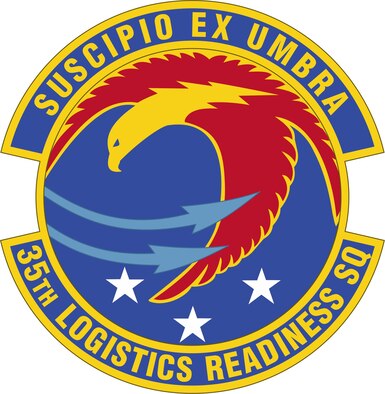 On June 30, 2014, AFHRA approved the phrase "suscipio ex umbra" as the motto of the 35th Logistics Readiness Squadron.  (U.S. Air Force illustration/released)