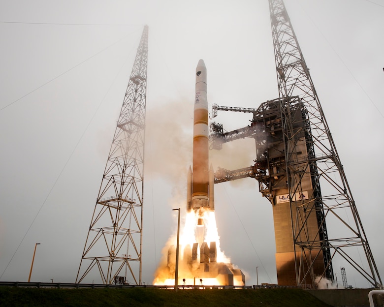 A United Launch Alliance Delta IV rocket launches the GPSIIF-9 satellite for the Air Force at 2:36 p.m. EDT March 25 from Cape Canaveral Air Force Station’s Space Launch Complex-37. (Photo Courtesy of ULA)