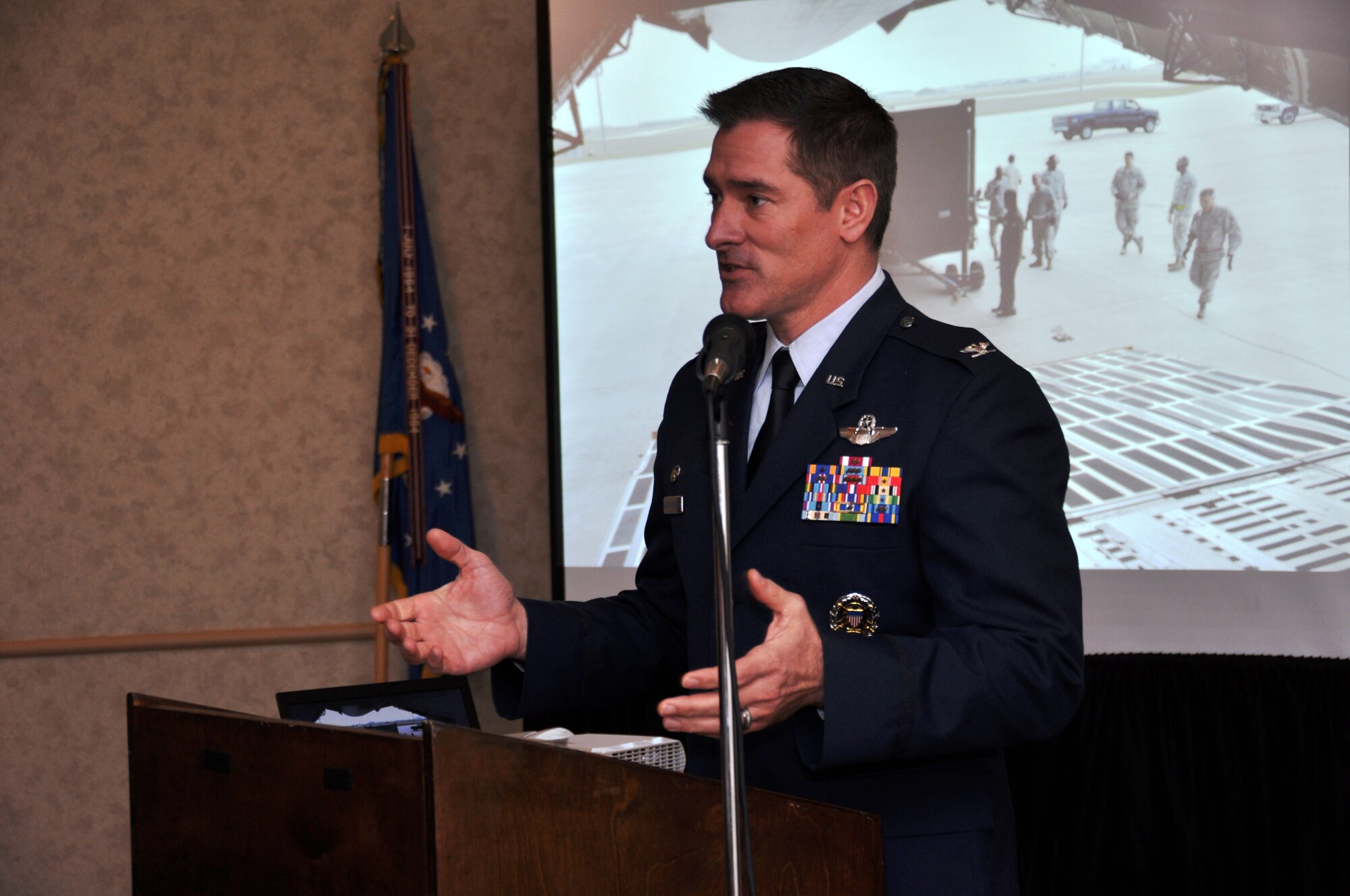 Col. William W. Whittenberger, Jr. 433rd Airlift Wing thanked honorary commanders during the 433rd Airlift Wing’s Honorary Commanders Induction Ceremony, March 7, 2015 in downtown San Antonio.

"I know how challenging it is to share one of life's, most valuable resources -- your time. It is our honor to have you as an Honorary Commander to collaborate with our wing. I consider you a key leadership element in strengthening the bond between the San Antonio community and the 433rd Airlift Wing," said Whittenberger.
 
