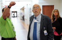 Mr. Rod Madison, (left), 341 Medical Group facility manager, Dr. Paul M Allen, and Dr. Joy Himmel, tour the clinic during an Accreditation Association of Ambulatory Health Care inspection, Mar. 24, 2015, at Malmstrom Air Force Base, Mont.  More than 3,000 ambulatory health care organizations across the United States are accredited by AAAHC.  (U.S. Air Force photo/Chris Willis)