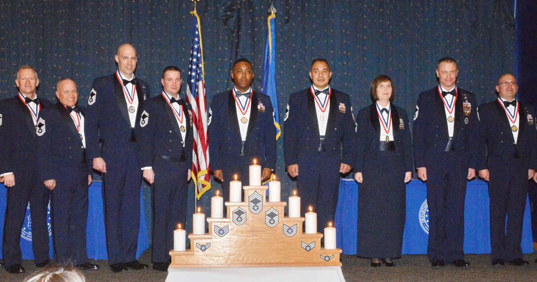 Nine Kirtland service members were recognized for their accomplishments and inducted into the Kirtland Chiefs Group at a ceremony March 14 at the Mountain View Club.  Congratulations to the chiefs: Sandy Browning, 377th Maintenance Squadron; Richard Carbajal, 150th Maintenance Operations Flight; Joshua Franklin, Air Force Safety Center; Gene Jameson, Defense Threat Reduction Agency; David Johnny, 150 Special Operations Wing; Garrett Kuwada, Air Force Inspection Agency; Stacy Pearson, 58th Maintenance Group; Marcus Rettig, 58th Special Operations Wing; and Gary Wright, Joint Force Headquarters, New Mexico Air National Guard.