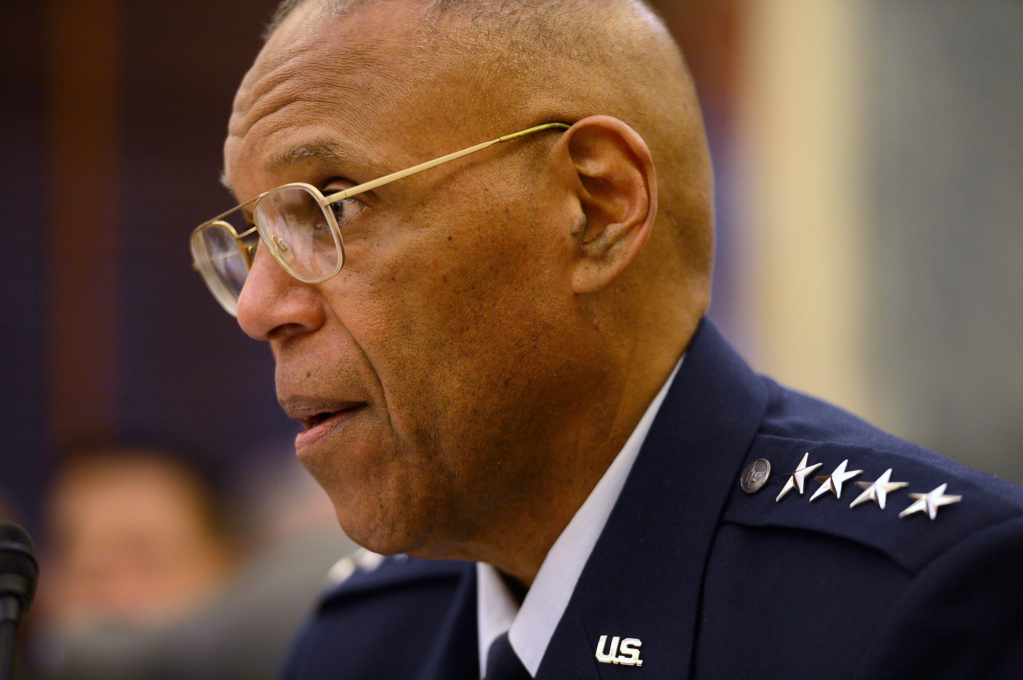 Air Force Vice Chief of Staff Gen. Larry O. Spencer testifies during the Senate Armed Services Committee's hearing on current military readiness in Washington, D.C., March 25, 2015. Spencer stressed that a ready, strong and agile Air Force is a critical component of the best, most credible military in the world. (U.S. Air Force photo/Scott M. Ash)