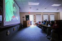 Children watch a movie during a “Mom’s Day Out” event, March 14, 2015, at Seymour Johnson Air Force Base, North Carolina. Members of a fighter squadron hosted the event to give deployed spouses a chance to relax and unwind from their parental responsibilities. (U.S. Air Force photo/Senior Airman Brittain Crolley)