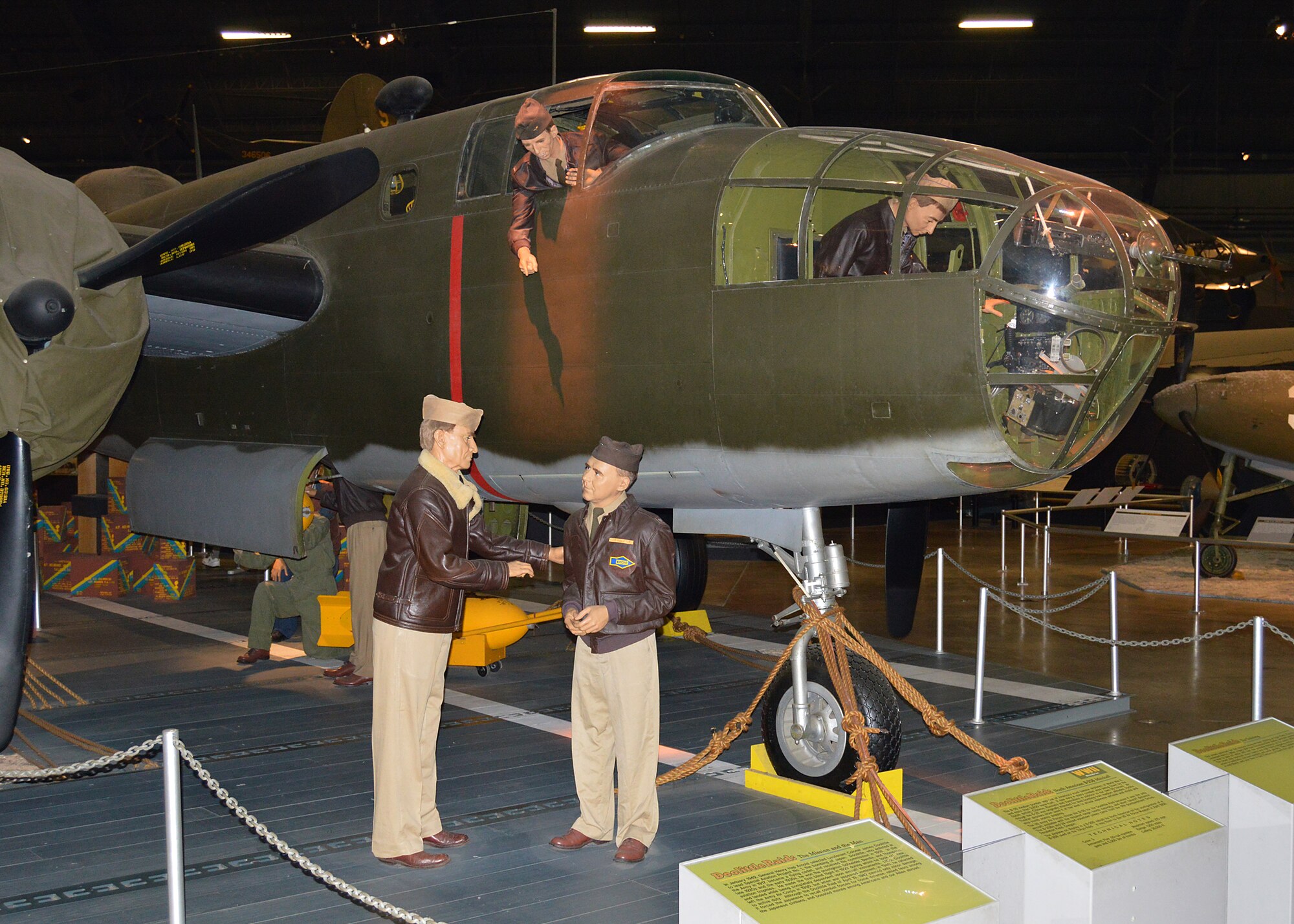 DAYTON, Ohio -- North American B-25B Mitchell and Doolittle Raiders diorama in the World War II Gallery at the National Museum of the United States Air Force. (U.S. Air Force photo)