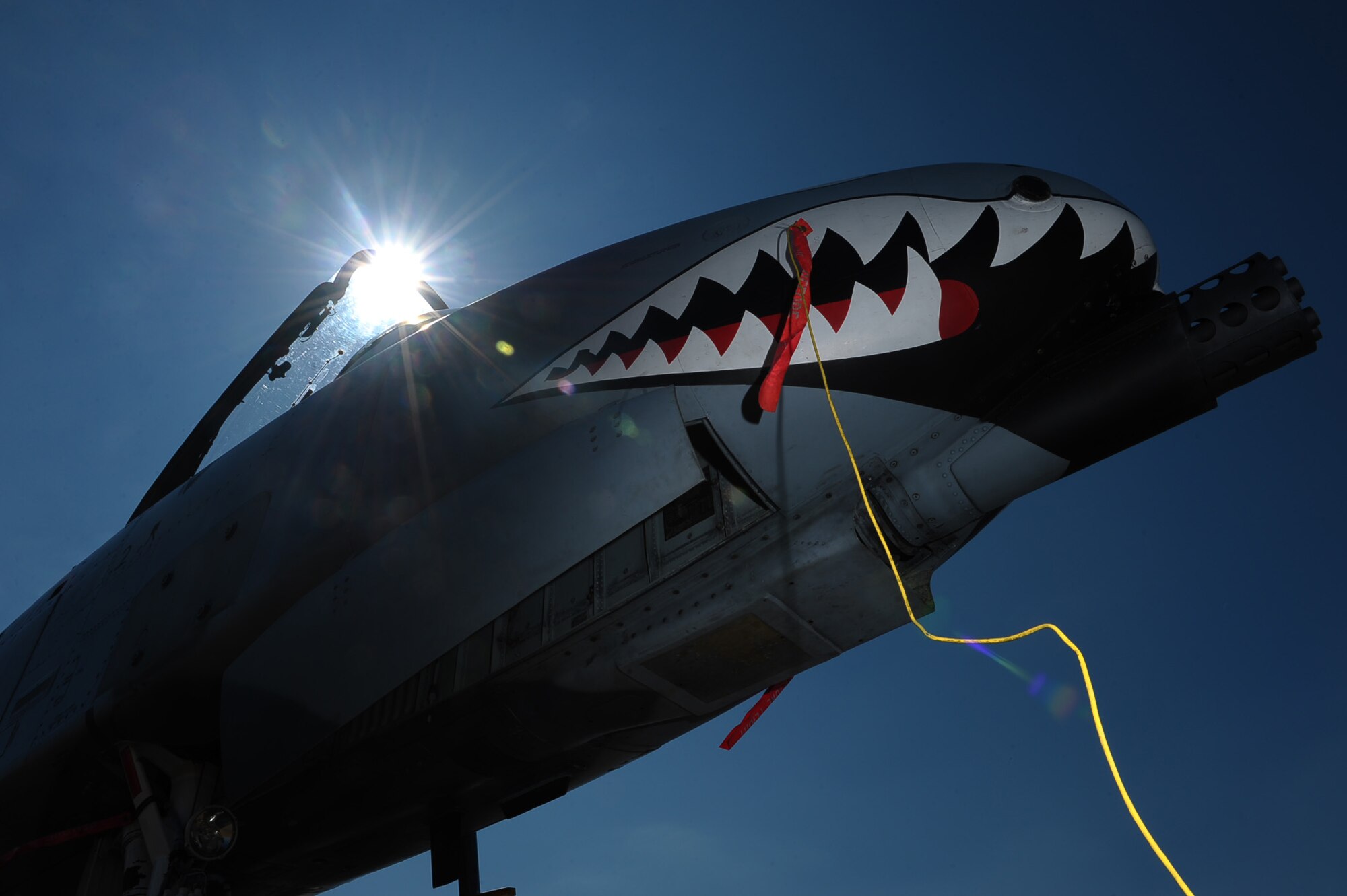 An A-10 from the 75th Fighter Squadron, Moody Air Force Base, Georgia, sits on the flightline at Columbus Air Force Base, Mississippi, March 17, 2015. The A-10s came to Columbus March 16 and 17 to conduct air-to-air exercises with Columbus aircraft. (U.S. Air Force photo by Airman Daniel Lile)