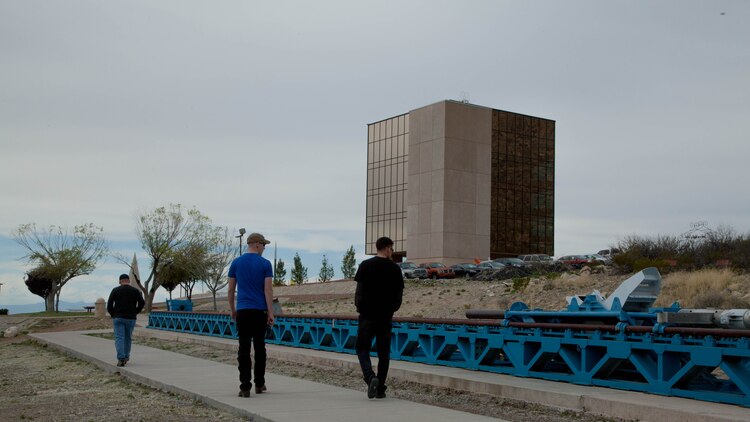 Sgt. Maj. Justin Lehew, the Training and Education Command Sergeant Major, and two other Marines  visit the New Mexico Museum of Space History in Alamogordo, New Mexico March 21. The museum is home of the International Space Hall of Fame pays tribute to all who dedicated their lives to space exploration or at least contributed to the overall ideal.  