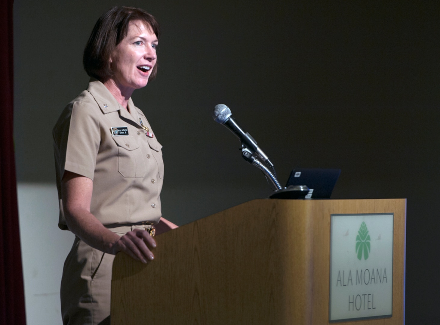 HONOLULU, Hawaii (Mar. 23, 2015) - U.S. Navy Rear Adm. Nancy Norton, U.S. Pacific Command (USPACOM) director for Command, Control, Communications and Cyber, provides opening remarks during the Multinational Communications Interoperability Program (MCIP) Planning Staff Workshop 2, in preparation for the upcoming humanitarian and disaster relief capstone event Pacific Endeavor (PE), at the Ala Moana Hotel. Pacific Endeavor is a series of events that occur each year designed to manage the momentum of the Indo-Asia Pacific rebalance and strengthen relationships with allies and partners by testing the communications response to a natural disaster. PE15 is scheduled to take place in Manila, Philippines, for approximately two weeks during the months of August and September and is set to involve 20 allied and partner nations. 
