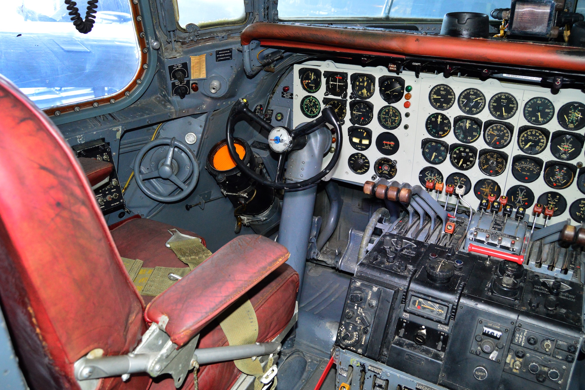 DAYTON, Ohio -- Douglas VC-118 "Independence" cockpit in the Presidential Gallery at the National Museum of the United States Air Force. (U.S. Air Force photo by Ken LaRock) 