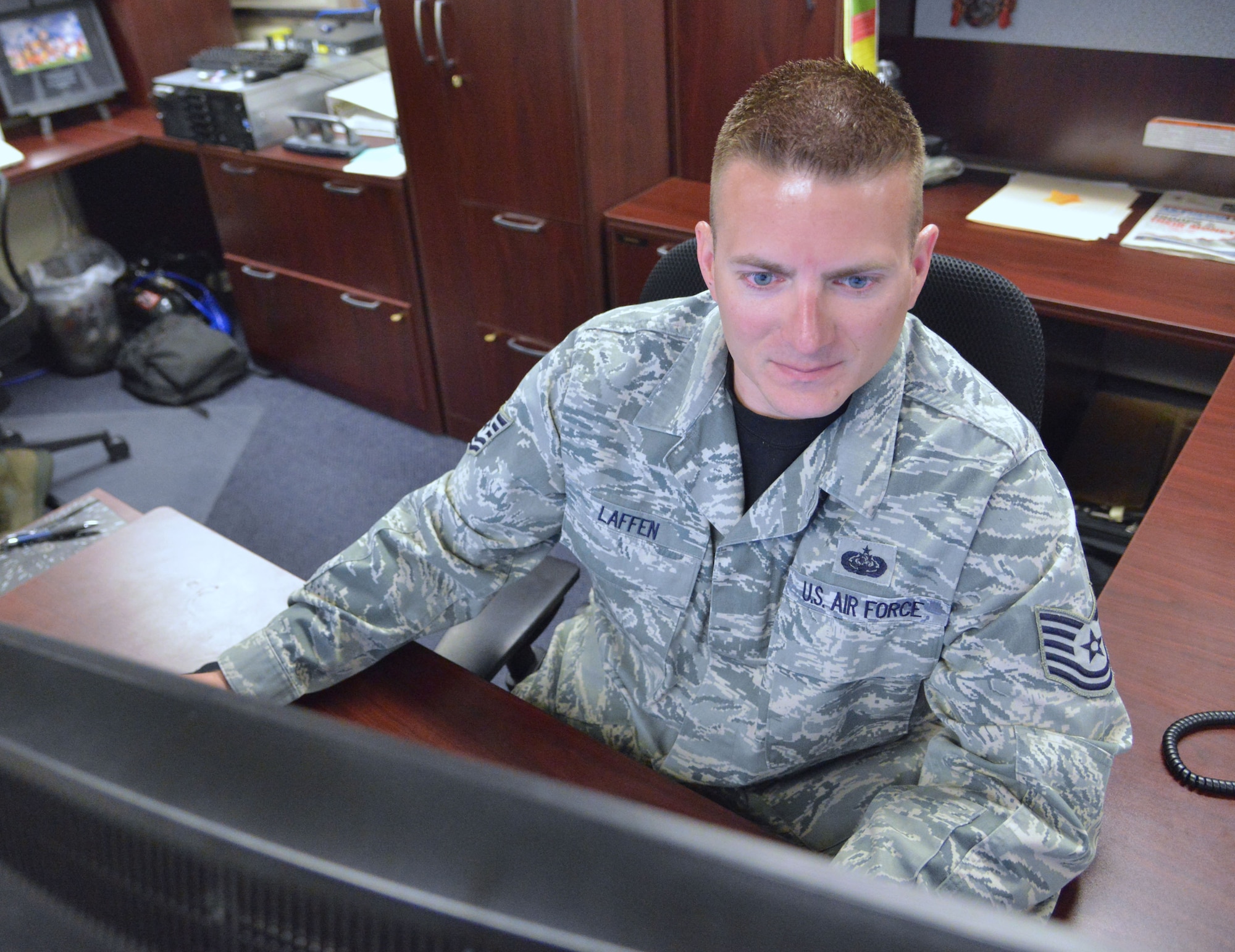 Tech. Sgt. Nickolas Laffen, NCO in charge of network operations at the Air Force Operational Test and Evaluation Center