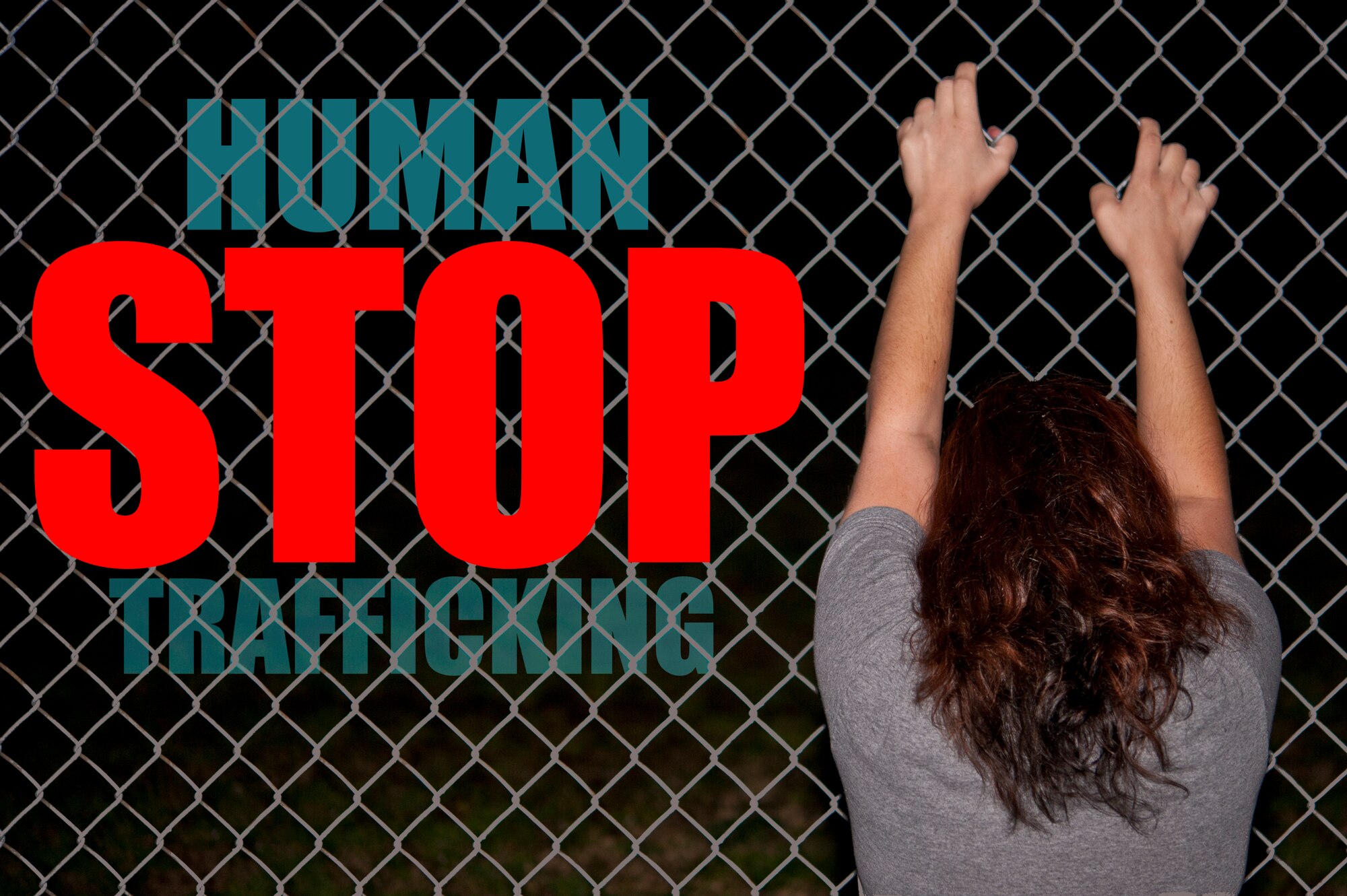 Human trafficking is a crime involving the exploitation of someone for the purposes of involuntary labor or a commercial sex act through the use of force, fraud or coercion. The Department of Defense began the Combating Trafficking In Persons Program in 2014 in order to mitigate the effects of human trafficking not just in the U.S., but also abroad. (U.S. Air Force photo illustration/Airman Shawna L. Keyes)