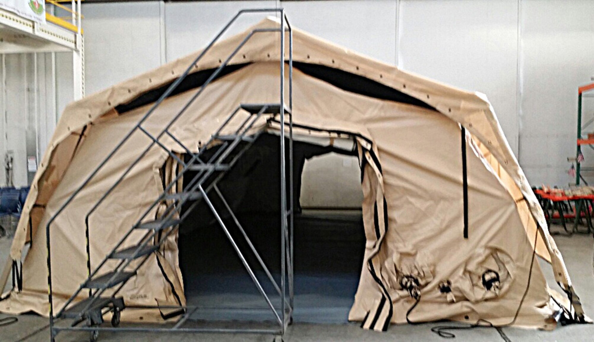 The 446th Aeromedical Staging Squadron, Joint Base Lewis-McChord, Washington will use their new UTILS Tent to train locally.  The UTILS Tent is a portable structure used to housea mobile combat aeromedical staging facility. (Courtesy photo)