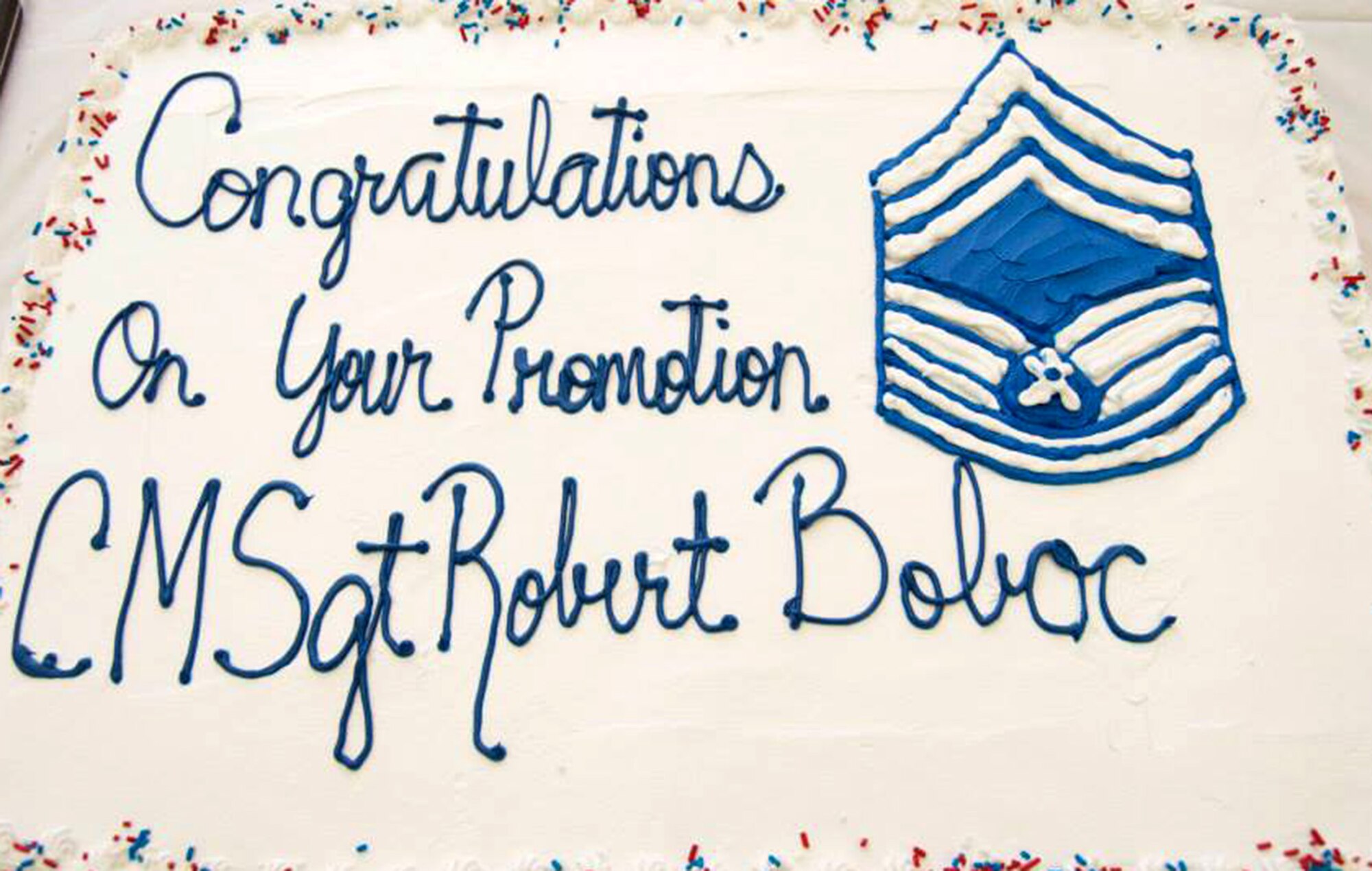 Chief Master Sgt. Robert Boboc, 55th Aerial Port Squadron air transportation manager, joined the ranks of the one percent of the enlisted force when he promoted to chief master sergeant March 22, at Travis Air Force Base. (U.S. Air Force photos/Senior Airman Madelyn Brown)