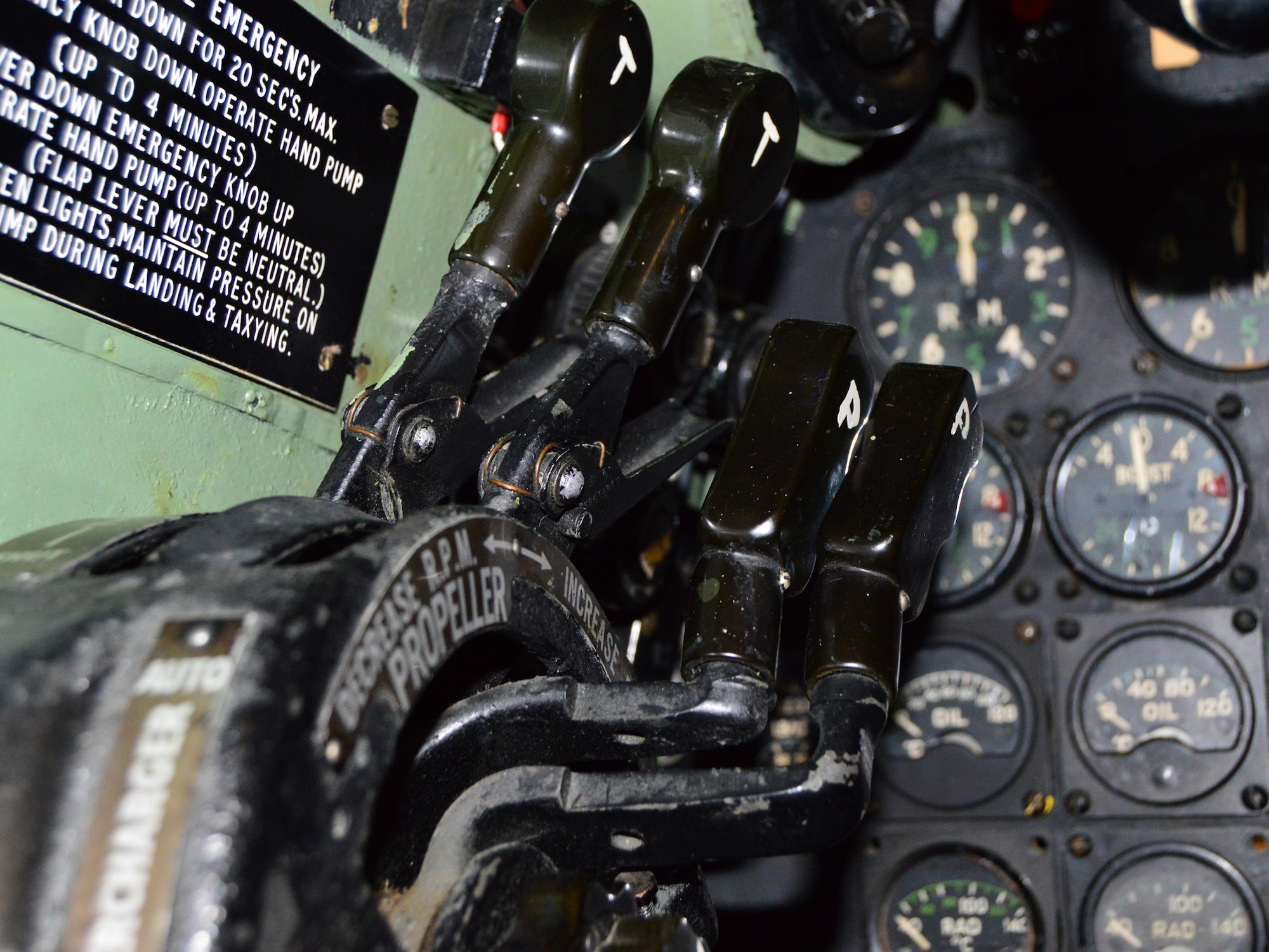 DAYTON, Ohio - De Havilland DH 98 cockpit in the WWII Gallery at the National Museum of the U.S. Air Force. (U.S. Air Force photo by Ken LaRock)