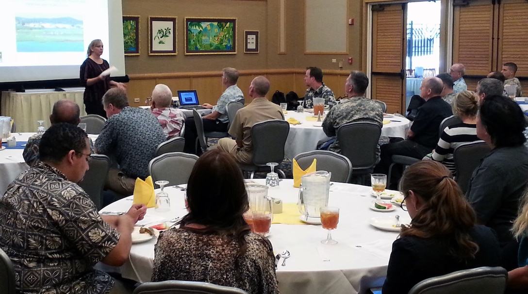 In a continuing effort to help the people of Hawaii and the Pacific region, the U.S. Army Corps of Engineers, Honolulu District is holding outreach events to explain the Corps’ Regulatory Program, and how to best work with Corps Regulators. On March 11, Shelly Lynch, Chief of our District Regulatory Branch, briefed members of the Society of American Military Engineers (SAME) at Fort Shafter’s Hale Ikena. The briefing was well-received and provided our stakeholders valuable information about our Regulatory processes. 