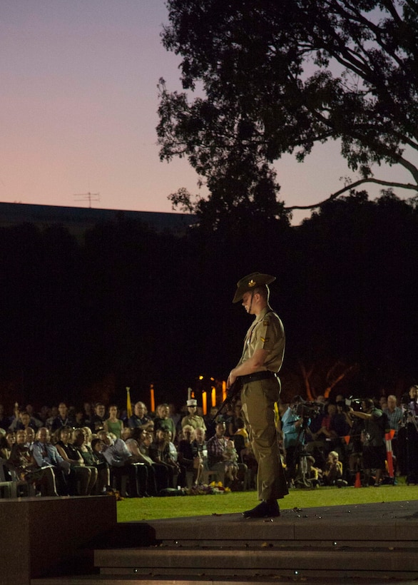 Marine Rotational Force Darwin march for ANZAC Day
