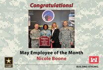Huntsville Center's May Employee of the Month is Nicole Boone, who works in the Small Business Office. Building Strong!