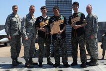 Republic of Korea’s Air Force 38th Maintenance Squadron, crew 111, wins the 2015 peninsula-wide load competition at Kunsan Air Base, ROK, April 25, 2015. The competition  had six teams representing the 35th and 80th Aircraft Maintenance Units, the 120th Expeditionary AMU, ROKAF’s 38 Maintenance Squadron, and the 36th and 25th AMUs from Osan AB. (U.S. Air Force photo by Senior Airman Divine Cox/Released)