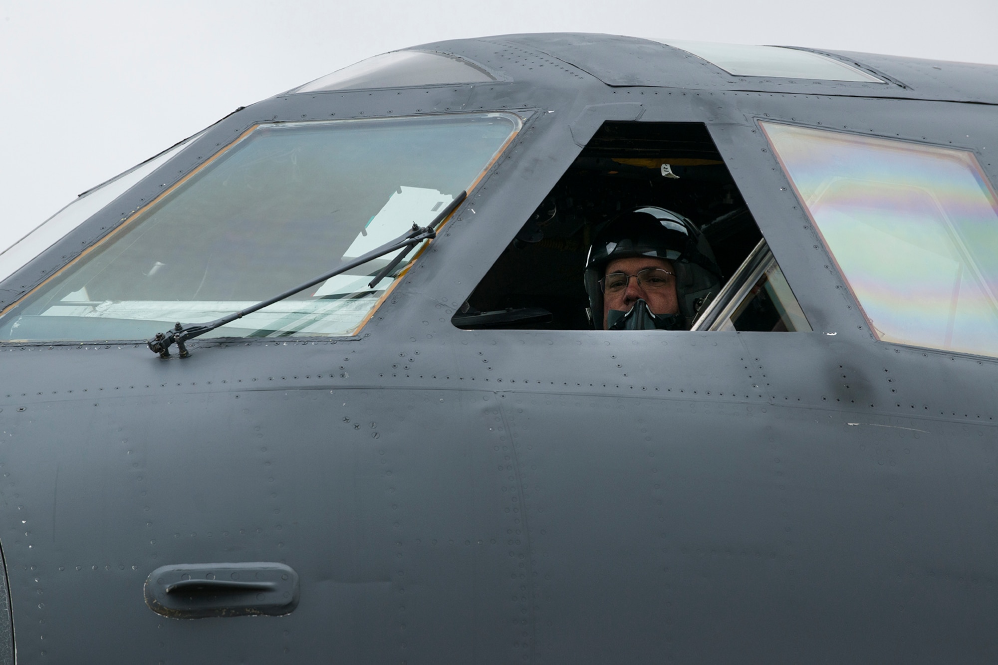 U.S. Air Force Lt. Col. David Knesek returns from his last mission piloting a 307th Bomb Wing B-52H Stratofortress on April 24, 2015, Barksdale Air Force Base, La. Knesek is assigned to the 93rd Bomb Squadron at Barksdale and is retiring from the Air Force Reserve. (U.S. Air Force photo by Master Sgt. Greg Steele/Released)